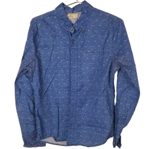 Camisa de vestir Hollister azul con botones con cuello estampado geográfico para hombre talla S  - Imagen 1 de 6