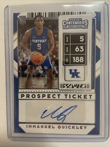 2020-21 Contenders Draft Picks Immanuel Quickley Rookie Card RC Auto Autograph