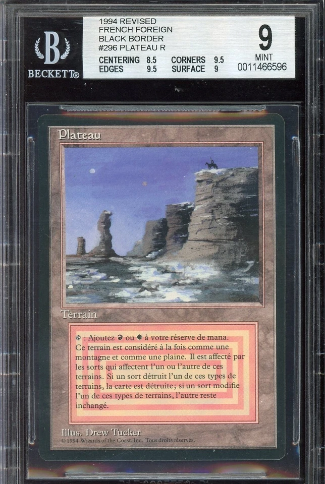 FBB {FRENCH} MINT BGS 9 Revised Plateau ~ W/2x 9.5 SUBs ~ Vintage MTG/Magic!!! - Image 1 of 2
