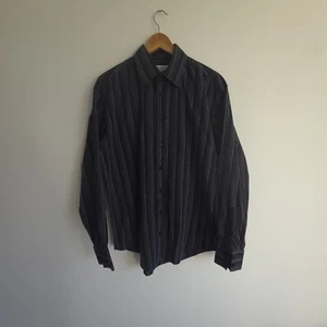 Camicia uomo YSL media nera a righe Yves Saint Laurent manica lunga vintage Y2K - Foto 1 di 12