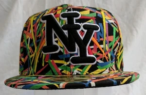 56 Ye shi Cap Unisex NY New York Abstract Rainbow Art Flat Bill Cap Size 7 - Picture 1 of 12