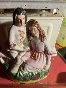 Staffordshire schiena piatta Romeo e Giulietta C19th, vedi danni sulla schiena. - Foto 1 di 17