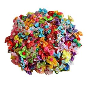 Colorful Assortment of 100pcs Dog Hair Bows Perfect for Long Hair Dogs
