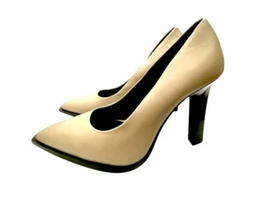 Reiss Women Ada Court Leather Heels Pointed Toe Taupe Leather  38/7.5 NWOB - Picture 1 of 9