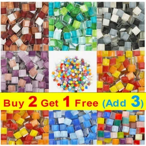 100g Stained Glass Mosaic Tiles Polished for DIY Arts Crafts 10x10x4mm - Picture 1 of 18