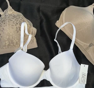 Neu Konvolut 3 BH T-Shirt Warner weich glatt gefüttert hellbraun beige weiß Set 38B - Bild 1 von 10