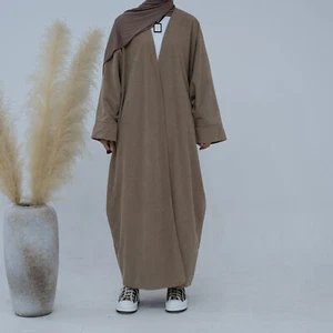 Winter Corduroy Cardigan Robe Ramadan Dress Muslim Thick Abaya Kaftan for Women - Picture 1 of 48