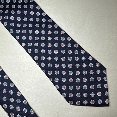 ATELIER F&B Geneve Blue Silk Tie. Geometric Pattern. Made In France - Image 1 of 4