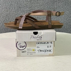 Blowfish Sandals Womens 8.5 Pink Granola B Criss Cross Flat Vegan Ankle Strappy - Picture 1 of 14