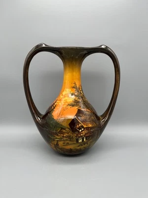 außergewöhnliche Vase große Henkel Schramberg Majolika Villeroy & Boch / TR - Bild 1 von 4