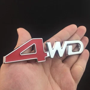 Red 3D Car Metal 4WD Logo Emblem Badge Sticker Trunk Fender Decal Accessories - Picture 1 of 16