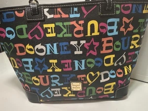 Dooney & Bourke Shoulder Purse Multicolor Hearts & Stars Logo Discontinued Style - Picture 1 of 24
