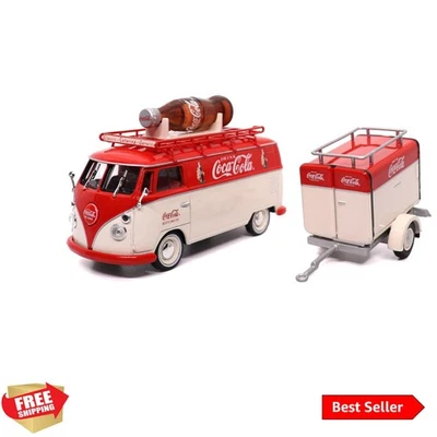 Colecionável de metal fundido Coca-Cola | 1960 Volkswagen Kombi T1 com reboque | 1:43 ... - Imagem 1 de 4