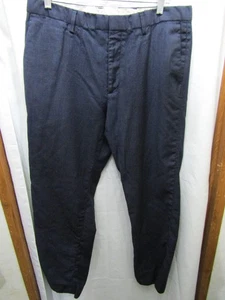 MENS BANANA REPUBLIC SLIM FIT 99% WOOL NAVY BLUE PLAID PANTS SIZE 34X31 - Picture 1 of 5