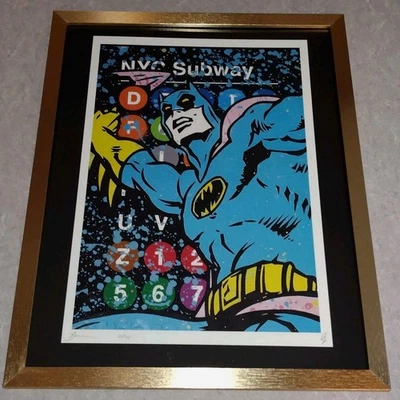 DEATH NYC ltd ed signed FRAMED comic art print 45x32cm Batman NY subway map COA - Image 1 of 2