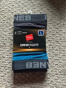 Hanes Trunks Mens Large Blue Black 2 Pack Comfort Flex fit Seamless Large - Picture 1 of 1