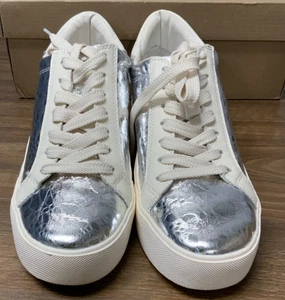 Dolce Vita Zayn 360 Silber Used Leder Sneaker Schuhe Größe 9 Damen - Bild 1 von 6