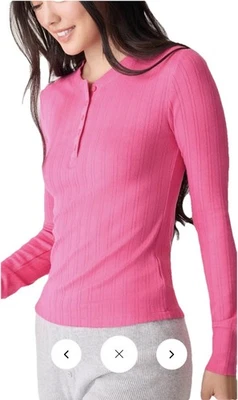 NWT PJ Salvage Fuchsia Back To Basics Pointelle Lounge Top Pajama Shirt - Image 1 of 4