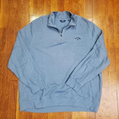 Suéter Callaway Para Hombres 2XL Azul Cuarto Cremallera Golf Pullover Parches en el Codo Térmicos Foto 1 de 4