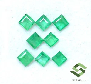 4x4 mm Natural Emerald Square Cut Lot 08 Pcs 2.50 CTS Calibrated Loose Gemstones - Picture 1 of 8
