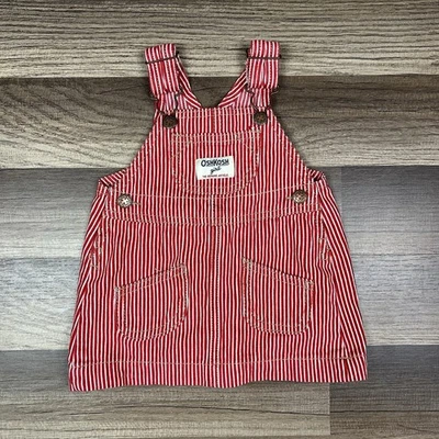 Oshkosh Niña Vestbak Mono Vestido Rojo Ingeniero Rayas Jersey Mameluco 6 Meses Foto 1 de 4