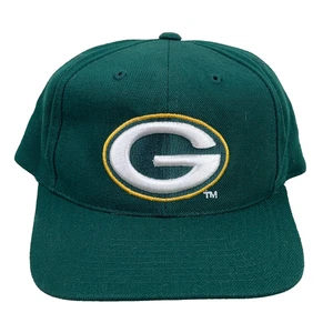 Vintage Green Bay Packers Hat Cap Snapback Green Wool Blend 90s Plain Logo Y2K - Picture 1 of 9