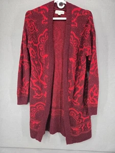 Knox Rose Open Front Cardigan, Red/Burgandy, Medium, Long Length - Picture 1 of 5