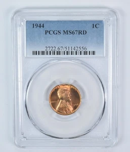 1944 Lincoln Wheat Cent MS67 RD PCGS Blue Label - Picture 1 of 5