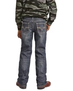 Rock and Roll Denim Boys' Dark Wash Ladder Stitch Bootcut Jeans - RRBD0BR0L5 8 - Picture 1 of 2