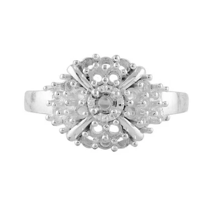 Semi Mount 925 Sterling Silver Ring 2MM Round Cluster Wedding Ring For Women - Image 1 of 4