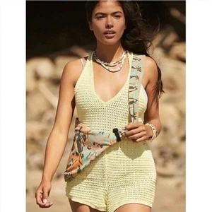 Neu! Free People Beach Clear Skies Sleeveless V-Neck Sweater Strampler, Size Medium - Bild 1 von 8