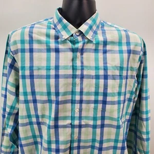 Camisa Bonobos Abotonada Para Hombre Grande Azul Verde Manga Larga Calce Ajustado Cuadros - Imagen 1 de 11