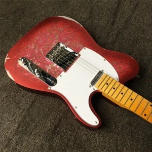 Relic red flower veneer tele electric guitars bolt on - Picture 1 of 6