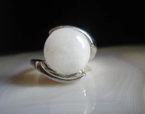 Ring Edelstahl Milchachat dekorativ präsent 18,5 mm 7 g seltener Stein edel - Bild 1 von 10