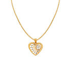 Precious Stars 14K Two-Tone Gold Cubic Zircona Heart Pendant Necklace