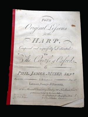 HARP MUSIC 1825 PHILIPPE-JACQUES MEYER 4 Original Lessons for the Harp (sonatas) - Image 1 of 4