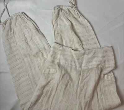 L*Space Summer Love Pantalones Crema Beige Rayas Corbata Tobillo Natación Cubrir Talla M Foto 1 de 4