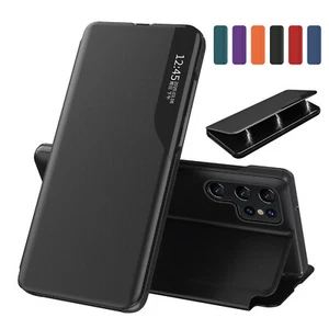 Magnetic Leather Flip Stand Window View Case For Samsung A13 A14 A24 A33 A34 A53 - Picture 1 of 23