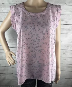 Everleigh Blouse XS Pink Blue Mauve Floral Print Sleeveless Pleated Back Anthro - Picture 1 of 10