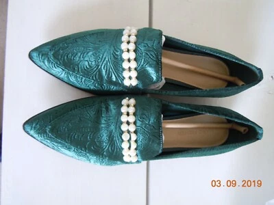 Mocasín Marc Fisher Terciopelo Verde Kneel2 - Talla 8 *M" - Doble Acento Perla - NUEVO Foto 1 de 4