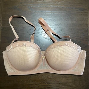 Freya Strapless Multiway Bra 32DD Underwire Lace Cup Adjustable Strap Tan - Picture 1 of 11