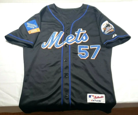 New York Mets Johan Santana #57 Inaugural Season Majestic Jersey - MLB Cover