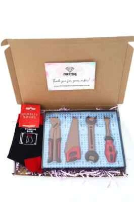 Men’s Socks & Edible Chocolate Tools Gift Set - Father’s Day, Birthday Present - Image 1 of 4