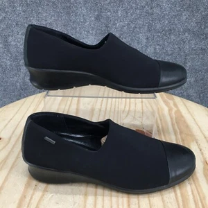 Ecco Shoes Womens 40 Slip On Black Leather Casual Comfort Round Toe Wedge Heels - Picture 1 of 17