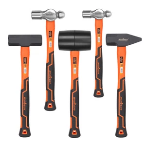 HORUSDY 5PC Hammer Set 16/32OZ Ball Pain 32OZ Rubber 3lb Sledge 3lb Cross Hammer - Picture 1 of 10