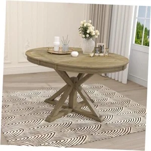 42"-54" Solid Wood Extendable Round Dining Table with a 12 Natural Wood Wash - Picture 1 of 8
