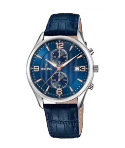 Orologio Festina Cronografo Uomo Pelle Acciaio Timeless F6855/6 - Foto 1 di 3