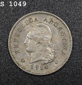 1914 "Key Date" Argentina 10 Centavos "VF/XF" *Free S/H After 1st Item* - Picture 1 of 2