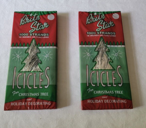 Brite Star Tinsel Icicles  Silver 18" Long 2000 count  Made in the USA Christmas