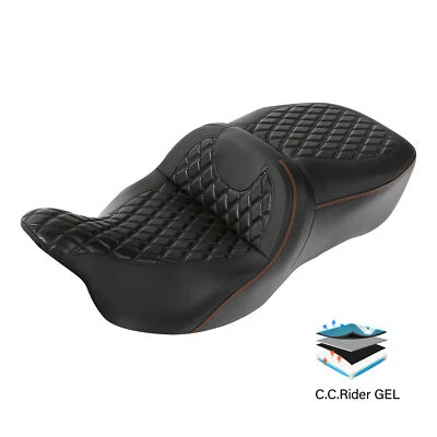 Gel conductor pasajero y asiento apto para Harley Touring Street Road Glide 2009-2023 Foto 1 de 4